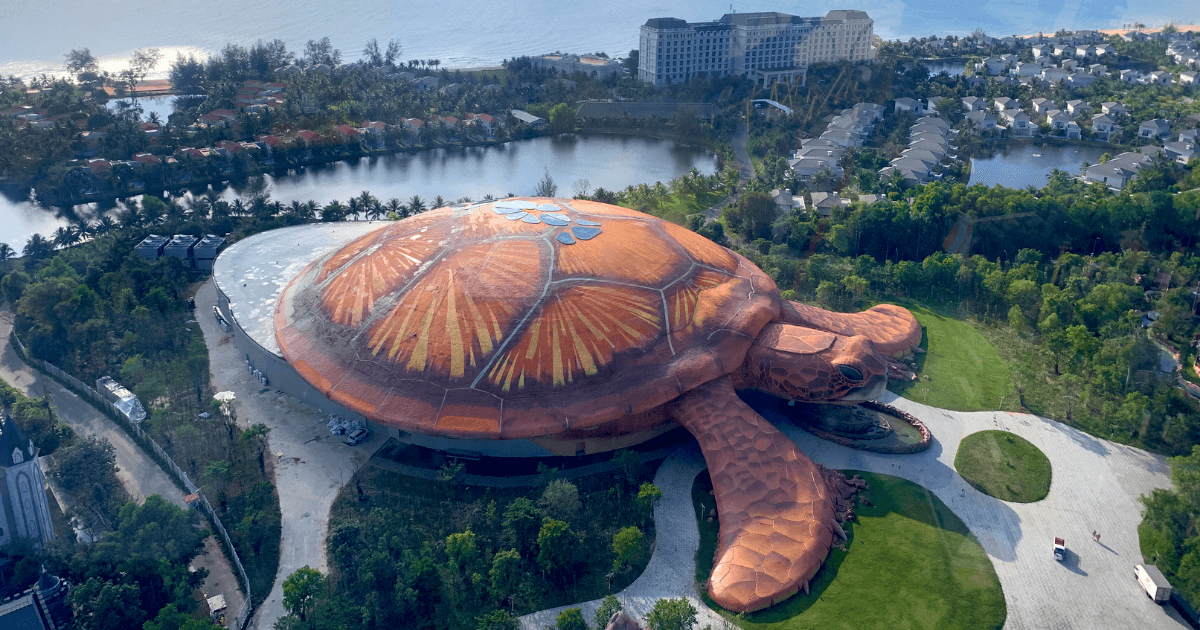È quello un edificio a forma di tartaruga?