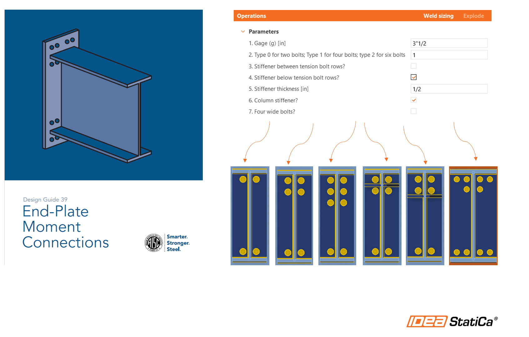 Parametrisch ontwerp in IDEA StatiCa Connection - Verbindingen met vlakke momentkopplaat (AISC)
